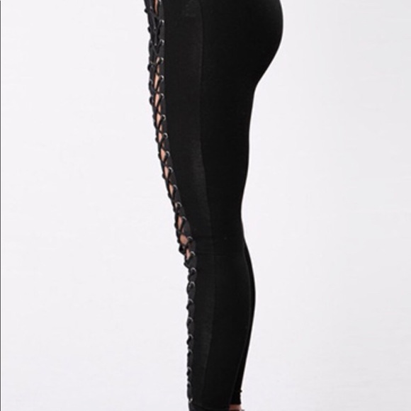 🆕🌸Laced Up Black Stretchy Leggings Pants - Picture 7 of 8